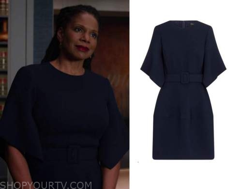 The Good Fight: Season 5 Episode 3 Liz's Navy Belted Dress | Shop Your TV