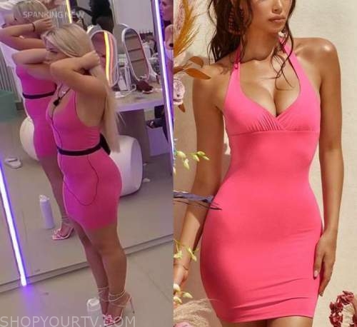 Love Island Season 7 Episode 9 Liberty S Pink V Neck Dress Shop Your Tv