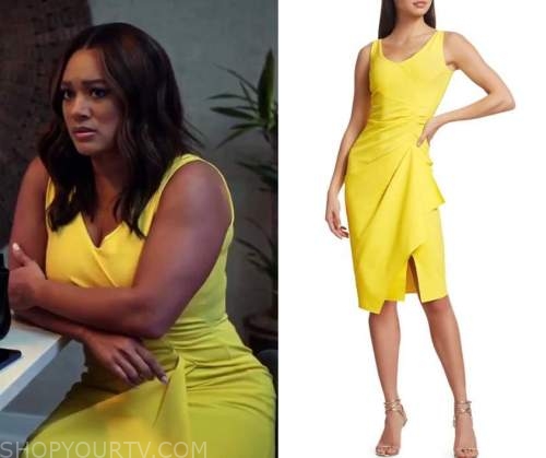 Sistas: Season 3 Episode 6/7/8 Fatima's Yellow Midi Dress | Shop Your TV