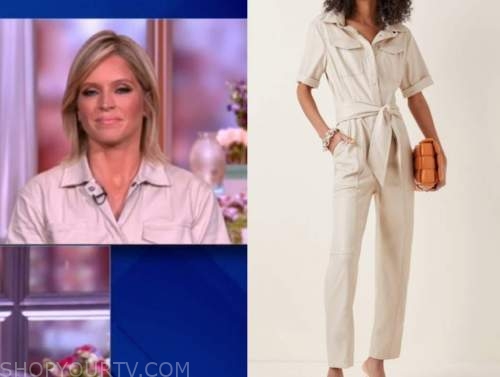 The View: August 2021 Sara Haines's Grey Beige Leather Jumpsuit | Shop ...