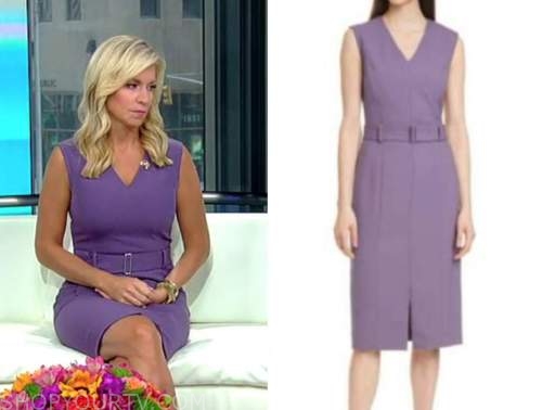 Fox and Friends: August 2021 Ainsley Earhardt's Purple V-Neck Sheath ...