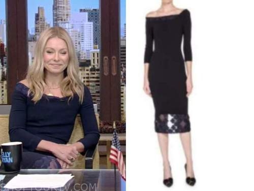 Live with Kelly and Ryan: August 2021 Kelly Ripa's Navy Blue Sheath ...
