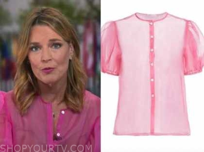 The Today Show: August 2021 Savannah Guthrie's Pink Sheer Puff Sleeve ...