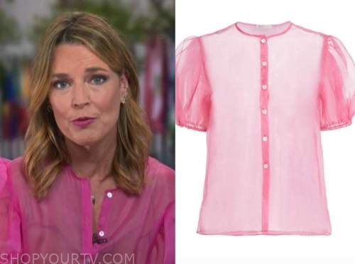 The Today Show: August 2021 Savannah Guthrie's Pink Sheer Puff Sleeve ...