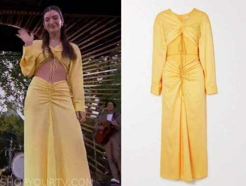 Good Morning America: August 2021 Lorde's Yellow Ruched Drawstring Cutout  Dress | Fashion, Clothes, Outfits and Wardrobe on | Shop Your TV