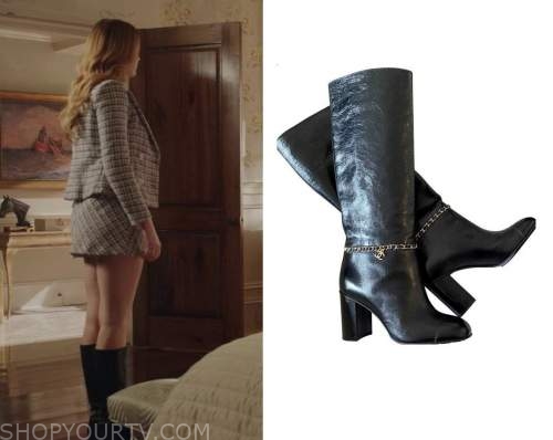 Dynasty: Season 4 Episode 14 Kirby's Black Boots with Chain | Shop Your TV