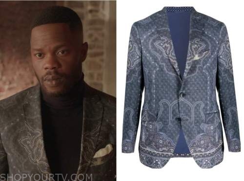 Dynasty: Season 4 Episode 12 Jeff's Blue Paisley Suit | Shop Your TV