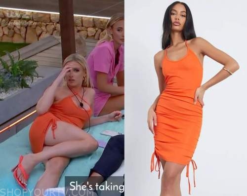 chloe love island orange dress