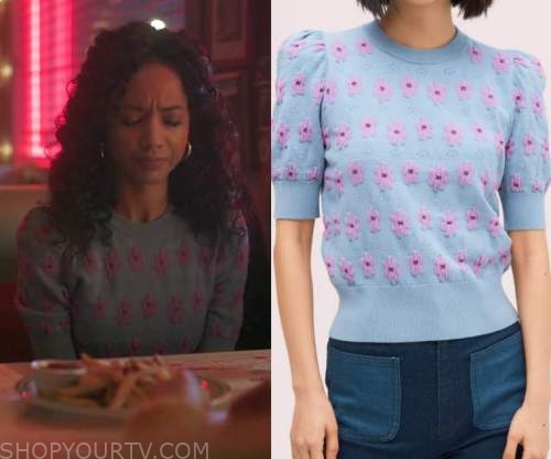 Riverdale: Season 5 Episode 11 Tabitha's Blue Floral Short Sleeve ...