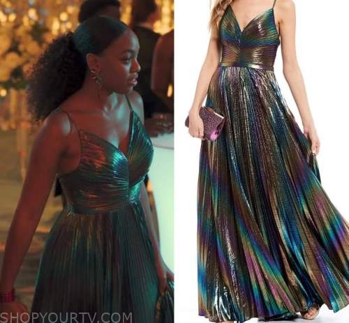 Our Kind of People: Season 1 Episode 2 Nikki's Metallic Pleated Gown ...