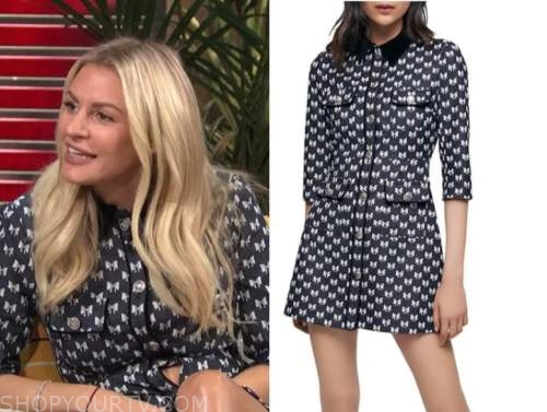 E! News: Daily Pop September 2021 Morgan Stewart's Blue Bow Print Shirt ...