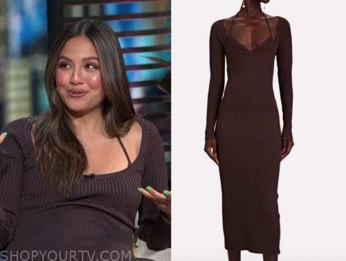 E! News: Daily Pop September 2021 Erin Lim's Brown Ribbed Knit Midi ...