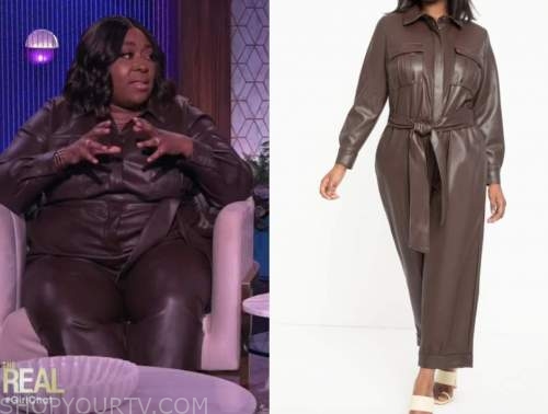 The Real: September 2021 Loni Love's Brown Leather Jumpsuit | Shop Your TV