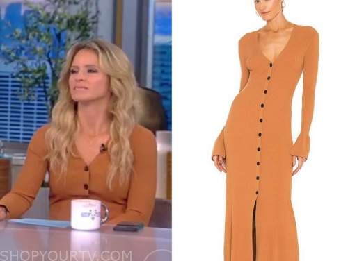 The View: September 2021 Sara Haines's Camel Tan Button Front Knit ...