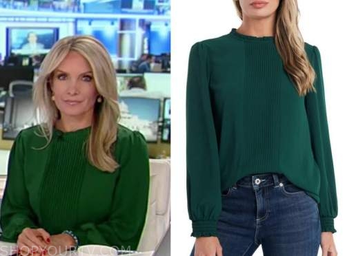 America's Newsroom: September 2021 Dana Perino's Green Pleated Blouse ...