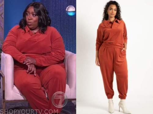 The Real: September 2021 Loni Love's Red Corduroy Sweater and Jogger ...