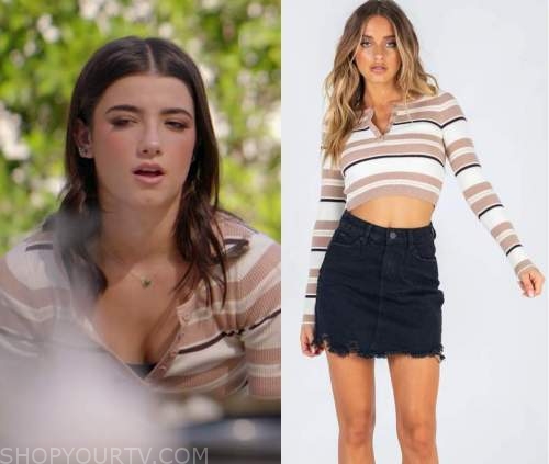 The D Amelio Show Season 1 Episode 4 Charli s Beige Striped Top