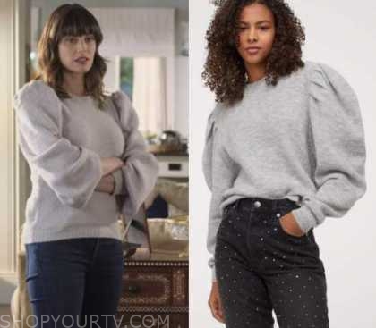 Chesapeake Shores: Season 5 Episode 7 Abby's Grey Puff Sleeve Sweater ...