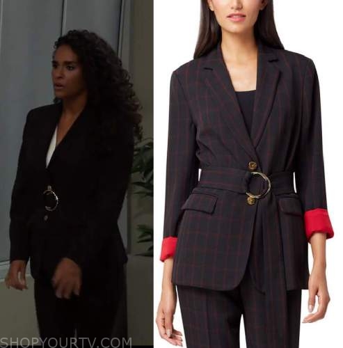 General Hospital: September 2021 Jordan's Black Belted Plaid Blazer ...