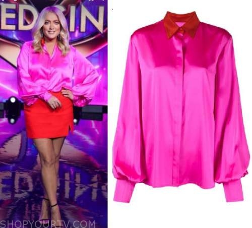 The Masked Singer AU: Season 3 Jackie O's Pink & Red Collared Blouse ...