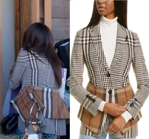 Lisa Barlow's Plaid Blazer and Bralette