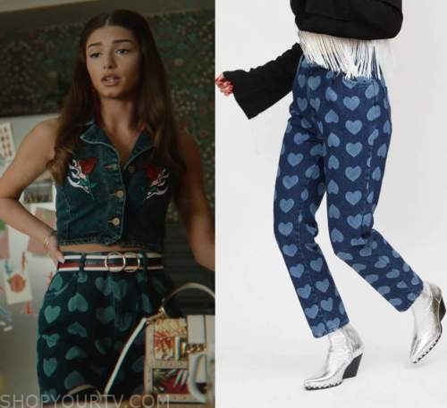 Sex Education: Season 3 Episode 2 Ruby's Heart Print Denim Jeans | Shop ...