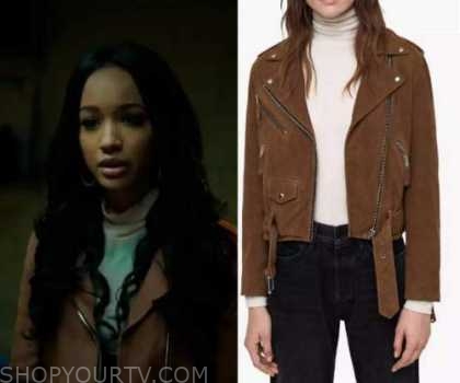 Riverdale: Season 5 Episode 17 Tabitha's Brown Biker Jacket | Shop Your TV