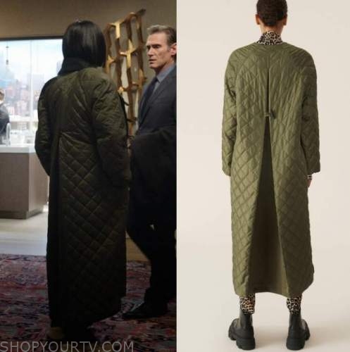 WornOnTV: Stella's long green quilted coat on The Morning Show, Greta Lee