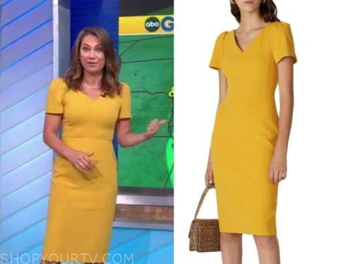 Good Morning America: October 2021 Ginger Zee's Yellow Sheath Dress ...