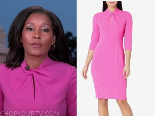 Good Morning America: October 2021 Rachel Scott's Pink Twist Sheath ...