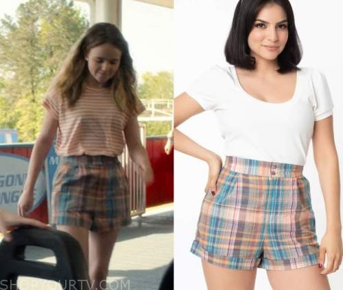 Just Beyond: Season 1 Episode 4 Olivia's Blue & Pink Plaid Shorts ...