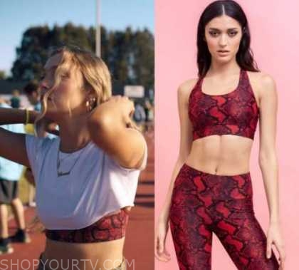 One Of Us Is Lying: Season 1 Episode 7 Vanessa's Red Snake Print Sports  Crop Bra