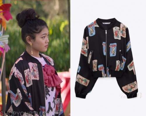 WornOnTV: Astrid's black metallic monogram print moto jacket on