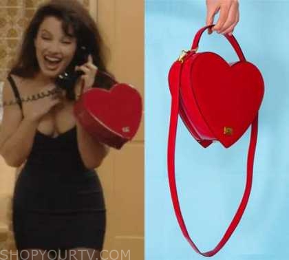 Moschino Vintage Red Patent Leather Heart Bag as seen on The Nanny