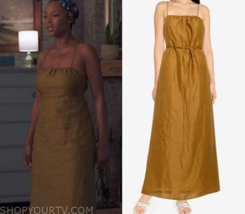 Our Kind of People: Season 1 Episode 6 Angela's Tan Maxi Dress | Shop ...