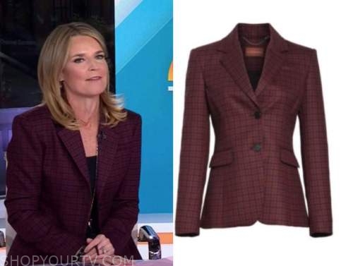 The Today Show: November 2021 Savannah Guthrie's Burgundy Check Blazer ...