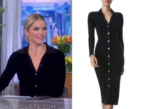 The View: November 2021 Sara Haines's Black Ribbed Knit Button Down ...