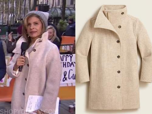 The Today Show: November 2021 Hoda Kotb's Beige Funnel Neck Coat | Shop ...