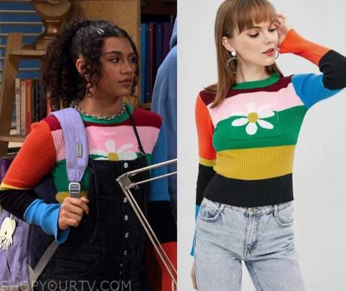 Head of the Class: Season 1 Episode 1 Robyn's Striped Floral Sweater ...