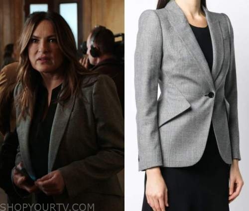 Law and Order SVU: Season 23 Episode 8 Olivia's Grey Plaid Blazer ...