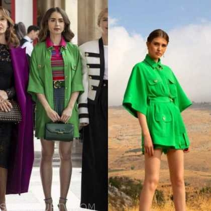 Emily in Paris: Season 2 Episode 1 Emily's Green Coat | Shop Your TV