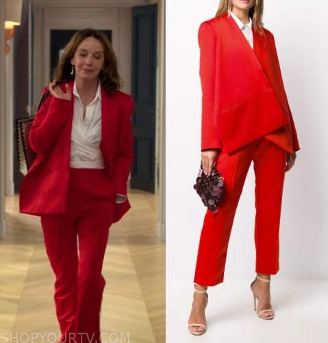 WornOnTV: Sylvie's red wrap blazer and white blouse on Emily in Paris, Philippine Leroy-Beaulieu