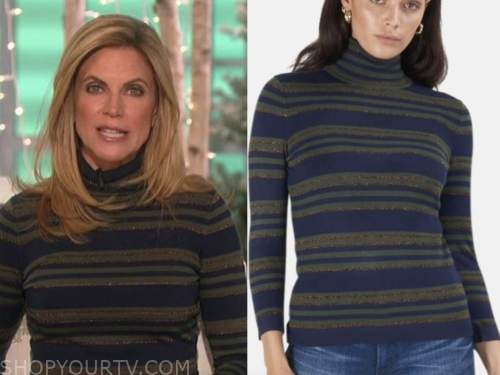 The Talk: December 2021 Natalie Morales's Metallic Stripe Turtleneck ...