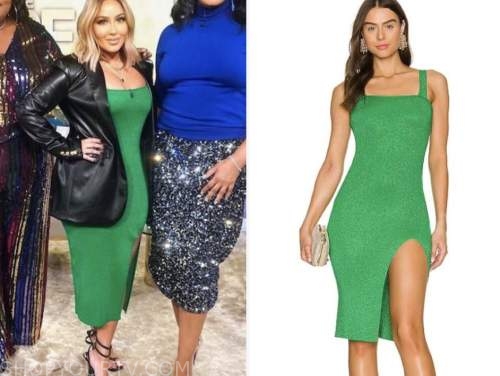 The Real: December 2021 Adrienne Bailon's Green Metallic Knit Slit ...