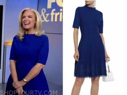 Fox and Friends: December 2021 Janice Dean's Blue Elbow Lace Trim Dress ...