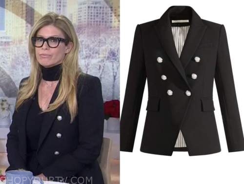 WornOnTV: Amy's black double breasted velvet blazer and leggings