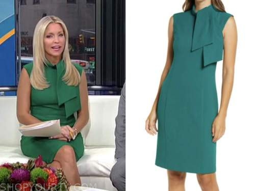 Fox and Friends: December 2021 Ainsley Earhardt's Green Tie Neck Sheath ...