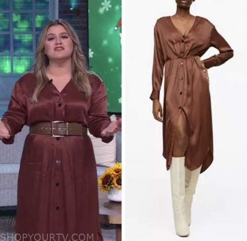 The Kelly Clarkson Show: December 2021 Kelly Clarkson's Brown Satin ...