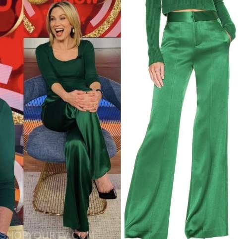 Good Morning America: December 2021 Amy Robach's Green Satin Pants ...