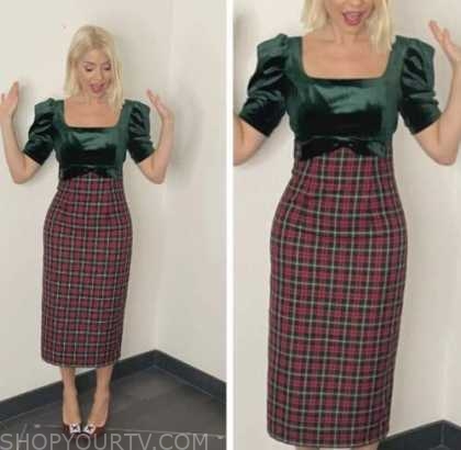 This Morning December 2021 Holly Willoughby s Tartan Midi Pencil